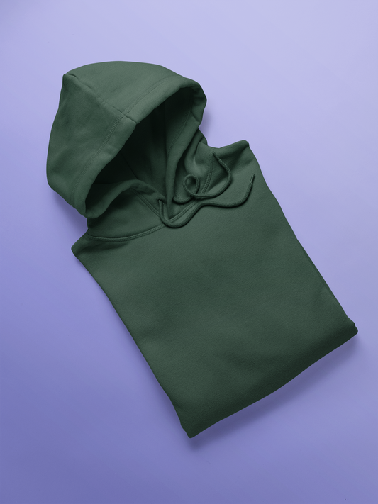 Bottle Green Color Solid Hoodie