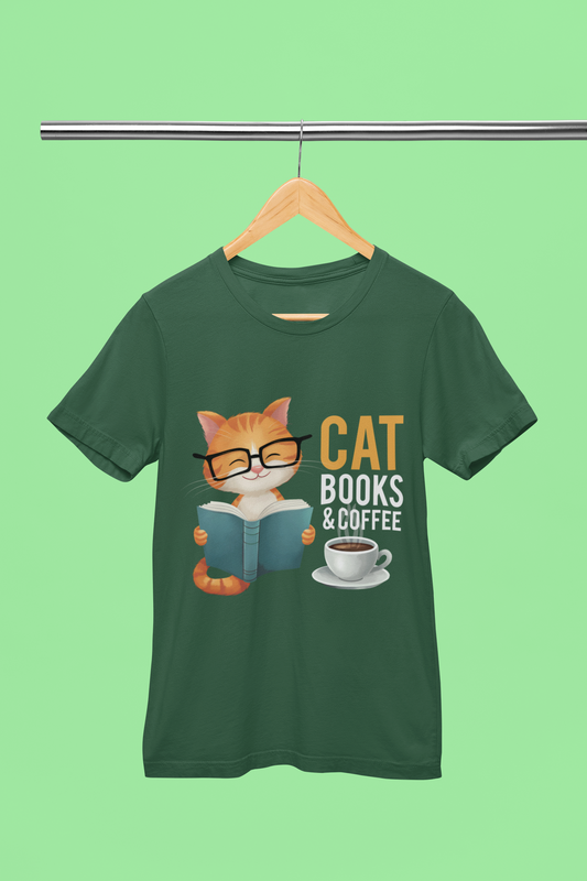 Cat Books and Coffee - Unisex T-Shirt