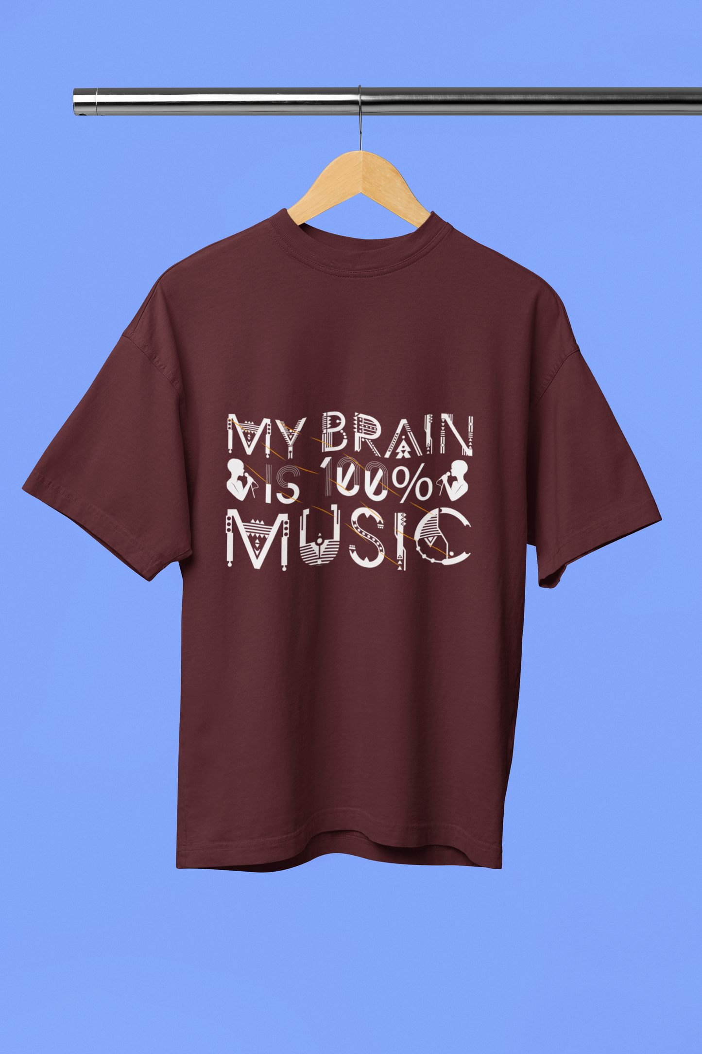 My Brain is 100% Music - Unisex Oversized T-Shirt